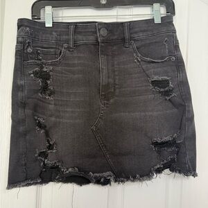American Eagle Outfitters Black Distressed Mini Skirt Size 6